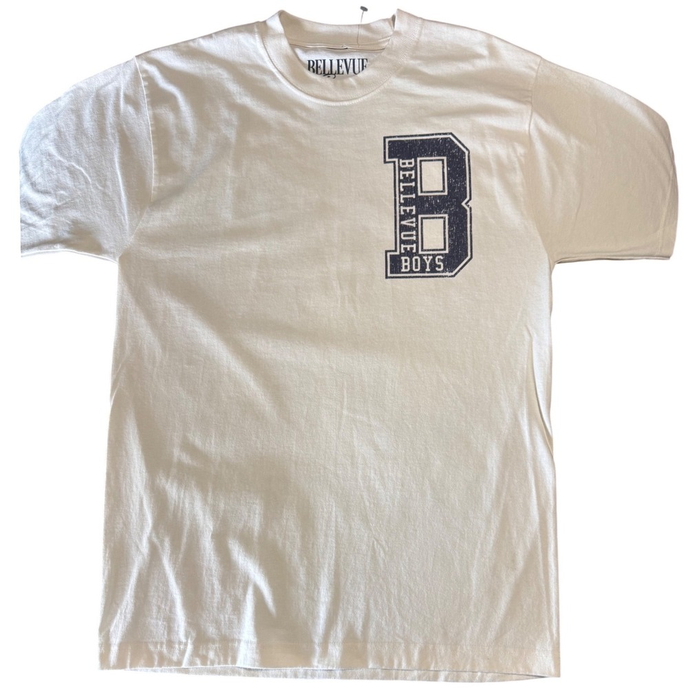 Bellevue Boys T-Shirt Mens Medium Graphic White Cotton Varsity Sport
